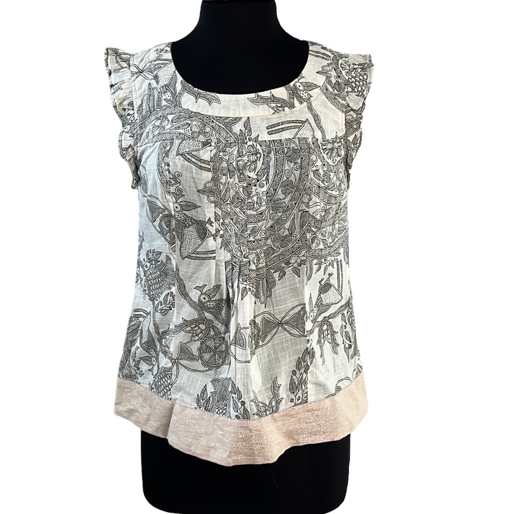 Anthropologie Edme’ & Esyllte Bird & Fish Blouse Size 8